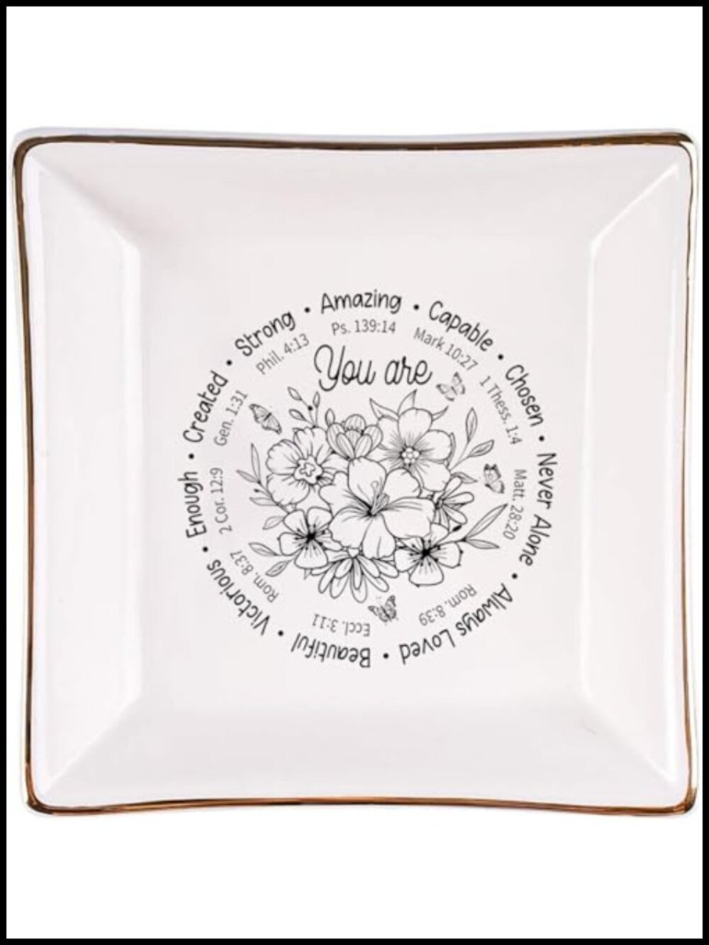 Inspirational Trinket Dish Jewelry Plate with Bible Verse Religious Gift